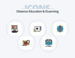 distans utbildning och elearning linje fylld ikon packa 5 ikon design. fokus. fil. lärd person. tid. berättelse vektor