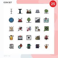 25 universelle, gefüllte Linien-Flachfarben für Web- und mobile Anwendungen vektor