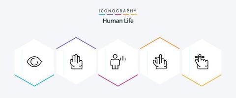 Symbolpaket mit 25 Zeilen für Menschen, einschließlich . behalten. Karosserie. Finger. Prise vektor