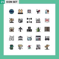 25 thematische, vektorgefüllte flache Linienfarben und editierbare Symbole von Food Funnel Error Filter Server editierbare Vektordesign-Elemente vektor