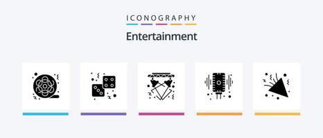 Entertainment Glyph 5 Icon Pack inklusive Mikrofon. Mikrofon. Glücksspiel. Veranstaltung. hell. kreatives Symboldesign vektor