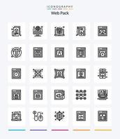 kreativ webb packa 25 översikt ikon packa sådan som sida. Diagram. webb. webbläsare. bärbar dator vektor