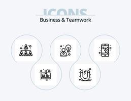 Business und Teamwork Line Icon Pack 5 Icon Design. Energie. Magnet. Pyramide. Unternehmen. Benutzer vektor