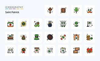 25 Saint Patrick Linien gefüllt Stil Icon Pack vektor