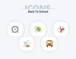 tillbaka till skola platt ikon packa 5 ikon design. utbildning. tillbaka till skola. tid. radera. tillbaka till skola vektor