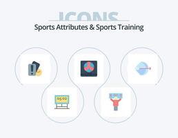 sporter attribut och sporter Träning platt ikon packa 5 ikon design. bågskytte. fotboll. kort. skärm. leva vektor