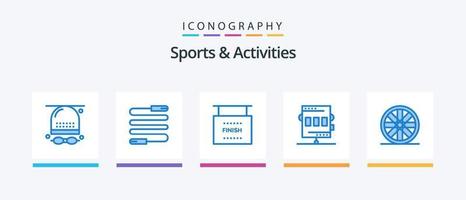 sporter och aktiviteter blå 5 ikon packa Inklusive rekreation. kronometer. sporter. friidrott. sporter. kreativ ikoner design vektor