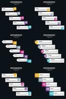 Vektor 6 Infografiken Pack Präsentationsfolie Vorlage 5 Schritte Zyklusdiagramme und Zeitleisten