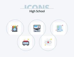 High School Flat Icon Pack 5 Icon Design. Lesezeit. System. Kasten. Monitor. Bleistift vektor