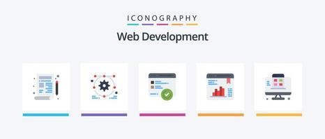 webb utveckling platt 5 ikon packa Inklusive mobil. utveckling. fart. webb statistik. data. kreativ ikoner design vektor