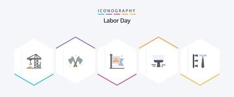 Labor Day 25 Flat Icon Pack inklusive ineffizient. fälschlicherweise. Arbeit. schrauben. Pinsel vektor