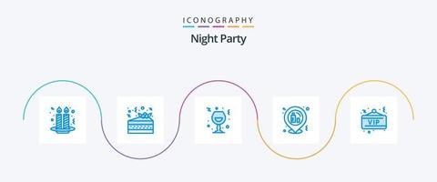 Night Party Blue 5 Icon Pack inklusive Board. Platzhalter. Glas. Gruppe. Feier vektor