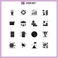 stock vektor ikon packa av 16 linje tecken och symboler för chatt ekonomi företag dollar mynt redigerbar vektor design element