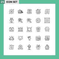 Gruppe von 25 Zeilen Zeichen und Symbolen zum Bearbeiten von süßen Münzen Lebensmittel teilen editierbare Vektordesign-Elemente vektor