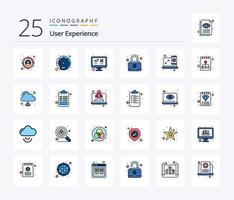 användare erfarenhet 25 linje fylld ikon packa Inklusive mobil. dator. dator. låsa. vaddera låsa vektor