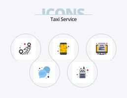 taxi service platt ikon packa 5 ikon design. hemsida. taxi. stift. rutt. mobil vektor