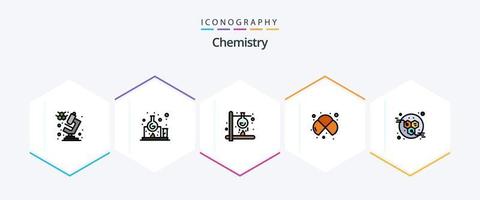 kemi 25 fylld linje ikon packa Inklusive energi. studie. brand. kemi. atomer vektor