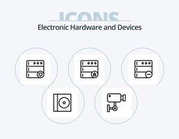 Geräte-Line-Icon-Pack 5 Icon-Design. Server. Alarm. Geräte. Laptop. Rechner vektor