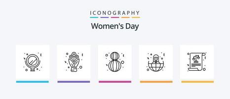 Womens Day Line 5 Icon Pack inklusive. Herz. weiblich. Liebe. Delfin. kreatives Symboldesign vektor