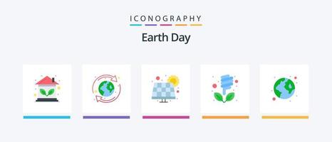 Earth Day Flat 5 Icon Pack inklusive Erde. ökologisch. Energie. Öko. Solar. kreatives Symboldesign vektor