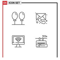 4 kreativ ikoner modern tecken och symboler av strand wiFi medicinsk meddelande stol hiss redigerbar vektor design element
