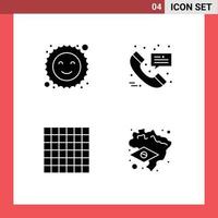 4 universelle solide Glyphenzeichen Symbole von Cookie-Brasilien-Anrufnachricht-Karte editierbare Vektordesign-Elemente vektor