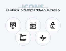 moln data teknologi och nätverk teknologi linje ikon packa 5 ikon design. tuch . server. fil . datoranvändning. webb vektor