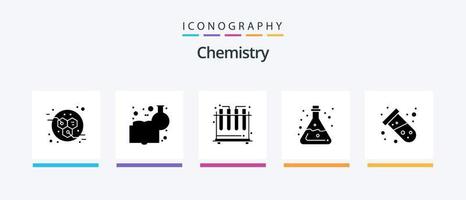 Chemie Glyphe 5 Icon Pack inklusive Tube. Wissenschaft. Prüfung. Labor. Rohr. kreatives Symboldesign vektor