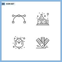 Packung mit 4 modernen Filledline-Flachfarbzeichen und Symbolen für Web-Printmedien wie Ankertulpe Chemie Studie Farbe editierbare Vektordesign-Elemente vektor