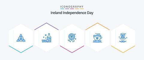 irland oberoende dag 25 blå ikon packa Inklusive . keps. madel. hatt. kopp vektor