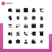 25 universelle solide Glyphenzeichen Symbole der Kokosnuss-Nachricht Baby-Briefpost editierbare Vektordesign-Elemente vektor