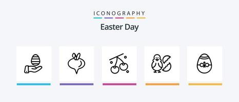 Easter Line 5 Icon Pack inklusive . Ostern. Ferien. Korb. scrollen. kreatives Symboldesign vektor