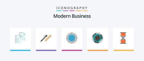 Modern Business Flat 5 Icon Pack inklusive Welt. Verbindung. Veranstalter. Kommunikation. Globus. kreatives Symboldesign vektor