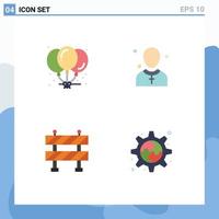 Aktienvektor-Icon-Pack mit 4 Zeilenzeichen und Symbolen für Ballons Blockparty männliche kreative editierbare Vektordesign-Elemente vektor