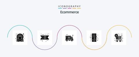 E-Commerce Glyph 5 Icon Pack inklusive Shop. Auschecken. Lieferung. E-Commerce. Rechnung vektor