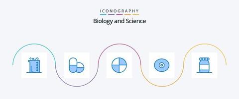 biologi blå 5 ikon packa Inklusive . piller. flaska. mes vektor