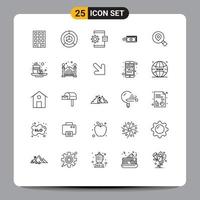 25 Benutzeroberflächen-Linienpaket mit modernen Zeichen und Symbolen des Geschäftsprozesses der Währungsfluss-App, editierbare Vektordesign-Elemente vektor