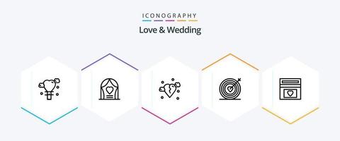 Liebe und Hochzeit 25 Zeilen Icon Pack inklusive Hochzeit. Liebe. Herz. sic vektor