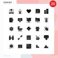 editierbares Vektorlinienpaket mit 25 einfachen soliden Glyphen der Windmühlendaten des Rechnungsdokuments beliebte editierbare Vektordesignelemente vektor
