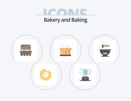 Backen flach Icon Pack 5 Icon Design. . Lebensmittel. Backen. Brot. Bäckerei vektor