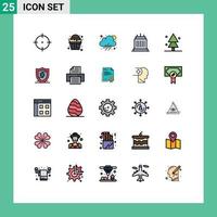 modern uppsättning av 25 fylld linje platt färger pictograph av natur verklig moln fast egendom egendom redigerbar vektor design element