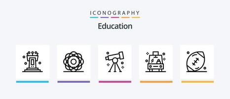 utbildning linje 5 ikon packa Inklusive kreativitet. Glödlampa. glasögon. sida. favorit. kreativ ikoner design vektor