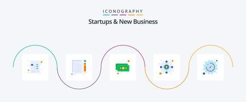 Startups und New Business Flat 5 Icon Pack inklusive Business. Produktion. Banknote. modern. Unternehmen vektor