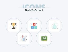 zurück zur Schule flaches Icon Pack 5 Icon Design. Labor. Schule. Tafel. Vorschule. ABC vektor