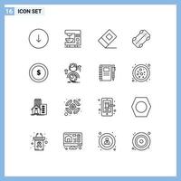 16 kreativ ikoner modern tecken och symboler av finansiera mynt utbildning företag skateboard redigerbar vektor design element