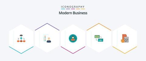 Modern Business 25 Flat Icon Pack inkl. Std. Ziel. Fähigkeiten. Kompetenzen. Mann vektor