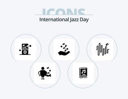 International Jazz Day Glyph Icon Pack 5 Icon Design. Hand . Musik . Spieler. Musik vektor