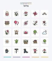 kreativ vår 25 linje fylld ikon packa sådan som insekt. djur. blomma. väderkvarn. vår vektor