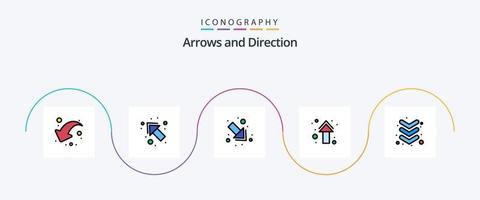Pfeillinie gefüllt flach 5 Icon Pack inklusive Tastatur. Pfeil. Nieder. gerade. hoch vektor