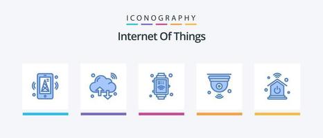 Internet der Dinge Blue 5 Icon Pack inklusive Heimnetzwerk. iot. W-lan. Internet der Dinge. Kamera. kreatives Symboldesign vektor